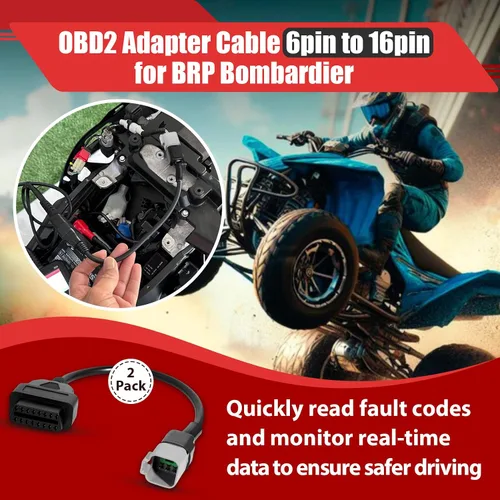 Miniatura 2 de Cable adaptador OBD2 de 6 pines a 16 pines para BRP, compatible con Bombardier Can-Am ATV UTV motocicleta, OBD1 a OBD2 conector de diagnóstico