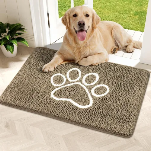 Miniatura 23 de Bcoimo Tapete súper absorbente para puerta de perro, 30 x 20 pulgadas, tapete antideslizante para patas fangosas, alfombras para mascotas para patas