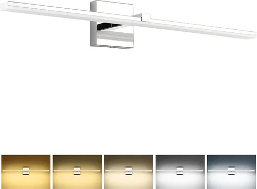 Miniatura 27 de Luz de tocador de baño negra de 32 pulgadas, LED moderna, 3CCT, regulable, 24 W, luminarias de baño sobre espejo 3000 K/4500 K/6000 K, 3