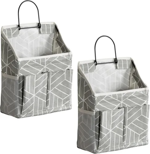 Miniatura 12 de 2 bolsas grandes para colgar en la pared, organizador de bolsillos de tela de lino para puerta, armario, impermeable, multifuncional, para sala de 2