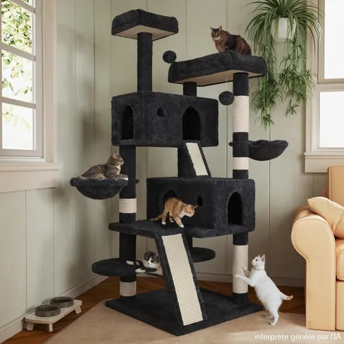 Miniatura 10 de MUTICOR Torre para Gatos Grande de Múltiples Niveles de 66 Pulgadas para Felinos Grandes de Interior/Perchas de Felpa Acogedoras/Condominio/Postes