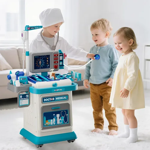 Miniatura 7 de AuroTops Kit de Doctor para Niños Pequeños 3-5, Juego de Doctor de 26 Piezas para Niños de 3-8 Años, Juguete de Juego de Roles Carrito Médico