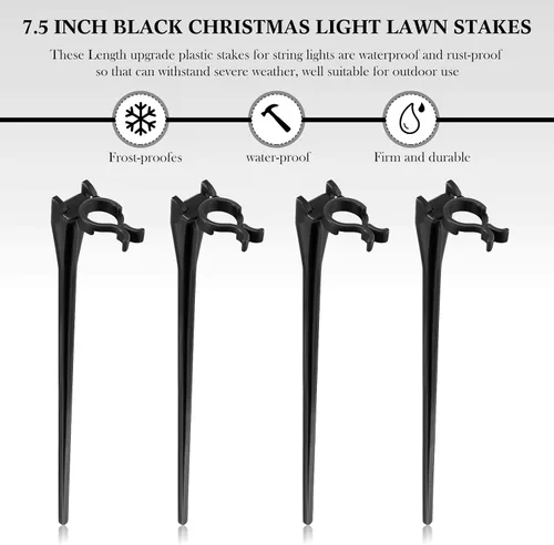 Miniatura 2 de Estacas de luz de Navidad universales para patio, césped, vacaciones, tira de luces C7 C9, estacas de suelo de 7.5 pulgadas para luces de Navidad al