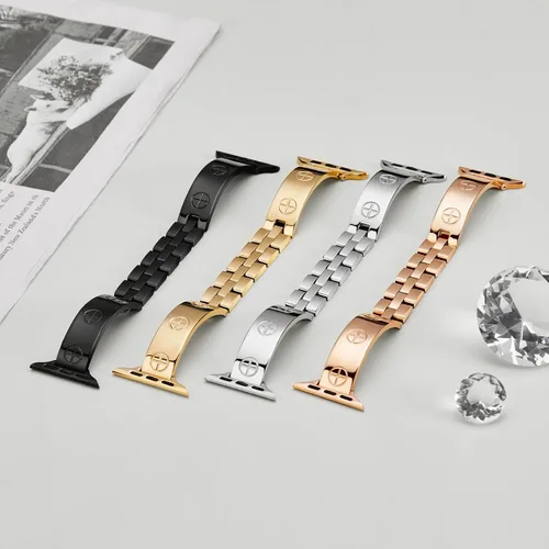 Miniatura 5 de Missair - Correa compatible con Apple Watch de 38, 40, 41, 42, 44, 45, 46, 49 mm, correa de metal de acero inoxidable para mujer, pulsera elegante