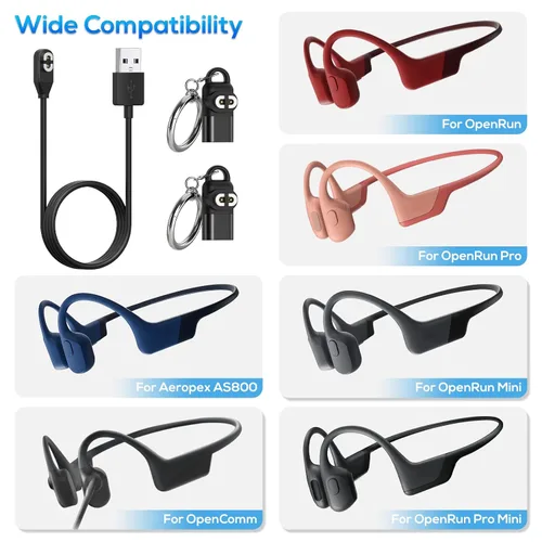 Miniatura 2 de Cable de carga para auriculares Shokz Openrun/Openrun Pro/Opencomm/OpenRun Mini y Aftershokz Aeropex AS800 con adaptador USB C, cable de carga