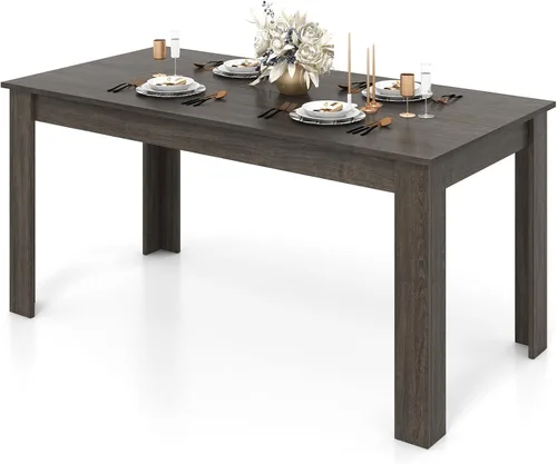 Miniatura 10 de Giantex Mesa de comedor para 6, mesa de cocina rectangular con capacidad de 330 libras, estructura estable, 63 pulgadas de largo x 31.5 pulgadas