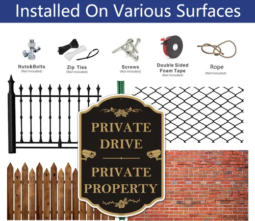 Miniatura 4 de Señales de vehículo privado de propiedad privada para exteriores, videovigilancia de metal de 10 x 14 pulgadas, entrada privada sin atravesar