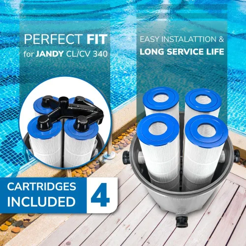 Miniatura 7 de FP-2785 - Cartucho de filtro de piscina paquete de 4 para Jandy CL340 Sustituye a R0554500 Filtración eficiente, fácil ajuste Filtpool