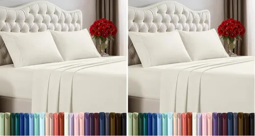 Miniatura 86 de Juego de sábanas King de Utopia Bedding – Juego de 4 sábanas para cama King, microfibra suave y transpirable, incluye 1 sábana bajera, 1 sábana Beige