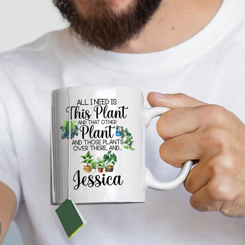 Miniatura 3 de Regalos personalizados para jardineros, taza de jardín con la frase "All I Need Is This Plant", taza de café para jardineros, taza para amantes