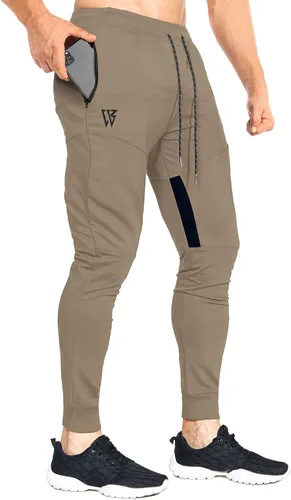 ZENWILL Pantalones de entrenamiento cónicos para hombre, pantalones deportivos de entrenamiento ajustados con bolsillos con cremallera