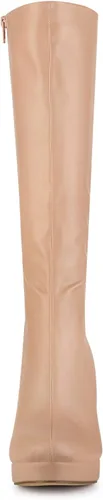 Miniatura 3 de Allegra K Botas altas hasta la rodilla con plataforma de tacón grueso y punta redonda para mujer
