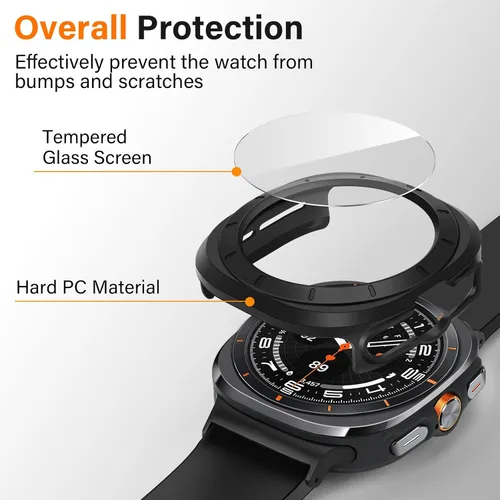 Miniatura 2 de Amizee Paquete de 2 fundas protectoras de pantalla compatibles con Samsung Galaxy Watch Ultra (2025/2024) de 1.772 pulgadas, con protector de negro