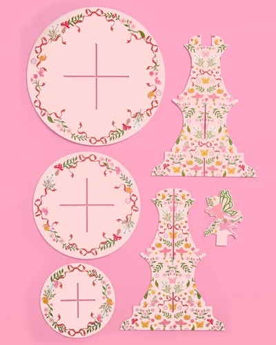 Miniatura 9 de xo, Fetti Garden Fairy Cupcake Tower, 3 niveles Decoraciones de fiesta de mariposa para niños, fiesta de té, cumpleaños, bosque de bosques, país