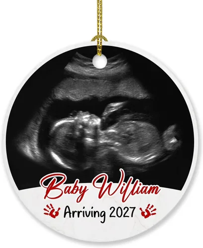 Miniatura 22 de Adorno personalizado para bebé que llega 2027, adorno de Navidad de Bump, elige el nombre del bebé y el año de Navidad para el nuevo abuelo abuela