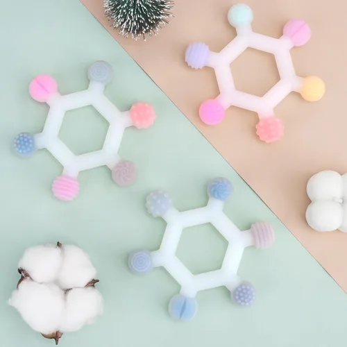 Miniatura 5 de Meartchy Paquete de 3 juguetes de dentición para bebés, juguetes de silicona sin BPA, juguetes para morder para bebés, alivio de la dentición