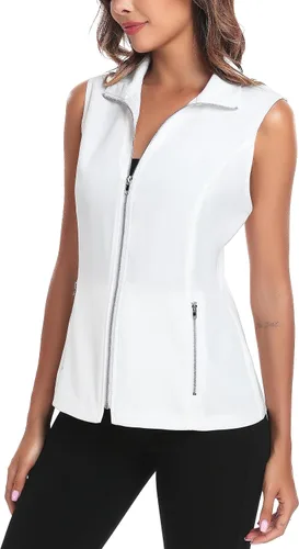 Miniatura 6 de MISS MOLY Chalecos para mujer, estilo casual, ligero, con cremallera completa, chaleco militar sin mangas, para golf, con bolsillos