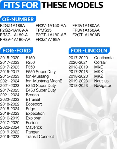 Miniatura 2 de F2GZ1A189A Sensor de presión de neumáticos preprogramado para: Ford F150 Explorer Fusion Edge Ranger Transit Connect EcoSport Maverick Flex