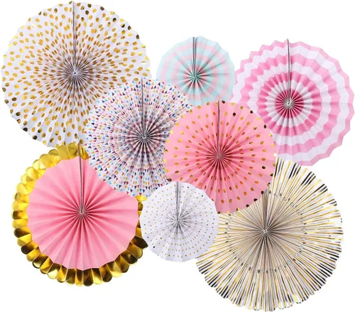 Miniatura 12 de Juego de 12 abanicos de papel para colgar para fiestas, estrellas y rayas del 4 de julio, temática patriótica de Estados Unidos, decoración
