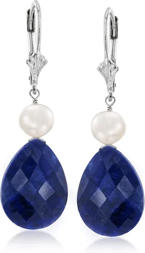 Ross-Simons Pendientes colgantes de perlas cultivadas y piedras preciosas de 16.00 a 20.00 qt t t en plata de ley, Perla, No es una piedra preciosa