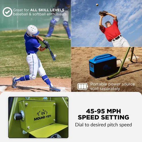 Miniatura 5 de Mound Yeti Baseball Softball Pitching Machine, Youth and Adult Single Wheel Pitching Machine for Baseball and Softball, Training Equipment