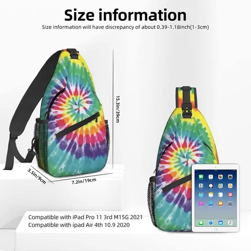 Miniatura 2 de Dujiea Mochila cruzada para hombres y mujeres, bolsa de pecho, bolsa de hombro, mochila de viaje, senderismo, mochila, Teñido anudado