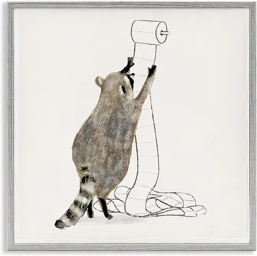 Miniatura 14 de Stupell Industries Papel higiénico de mapache acaparador de animales del bosque, diseño de Victoria Barnes, arte de pared enmarcado negro, 12 x 12