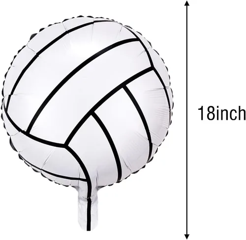 Miniatura 2 de Suministros para fiesta de cumpleaños de voleibol, 6 globos de aluminio de 18 pulgadas para decoraciones de fiestas temáticas de voleibol deportivo