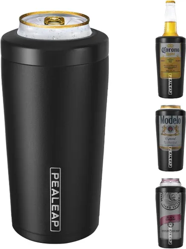 Miniatura 11 de Enfriador de latas delgado aislado 4 en 1 para latas de 12 oz y botellas de cerveza - Mantiene frío por 8 horas, fácil de sostener - Soporte