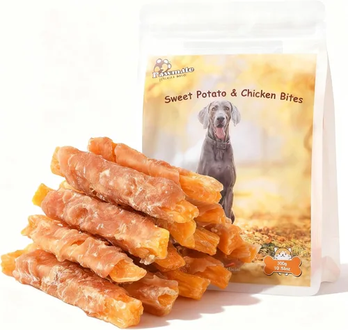 Miniatura 12 de Golosinas para perros Pawmate envueltos dobles de papa dulce y pollo, cecina de pollo saludable para perros de alto contenido de proteínas y bajo