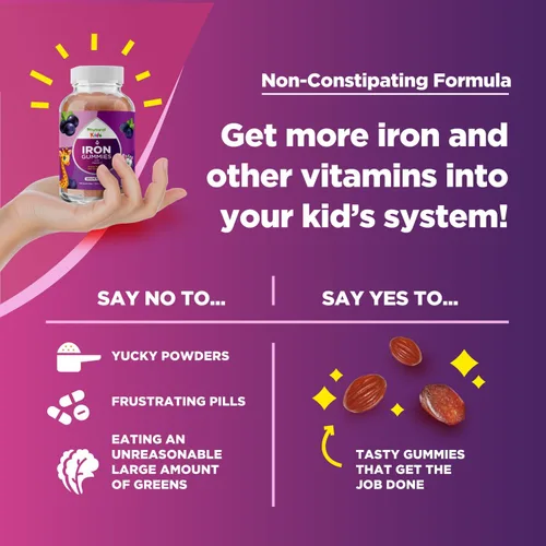 Miniatura 7 de Gomitas de hierro para niños con vitamina C – Suplementos de hierro constructor de sangre para niños con suave para una inmunidad más fuerte y apoyo