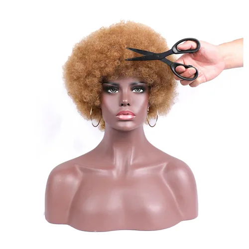 Miniatura 7 de Peluca rizada de los años 70 para mujeres negras, peluca afro afro afro de aspecto natural grande y flexible, 8 pulgadas