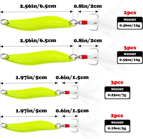 Miniatura 6 de Señuelos de pesca, cucharas de pesca, hilandero de pesca de fundición colorida, cebo duro, anzuelo único para trucha, lubina, salmón, agua dulce