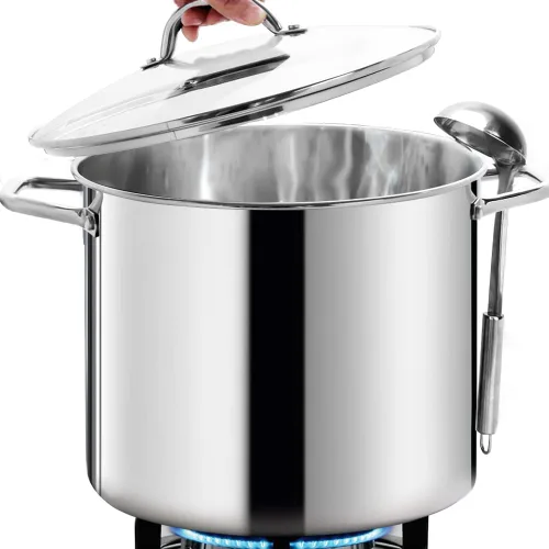 Miniatura 10 de HOMICHEF OLLA STOCK POT GRANDE DE 24 CUARTOS DE GALÓN CON TAPA - Batería de Cocina Stockpot de Acero Inoxidable Sin Níquel de 24 Cuartos de Galón