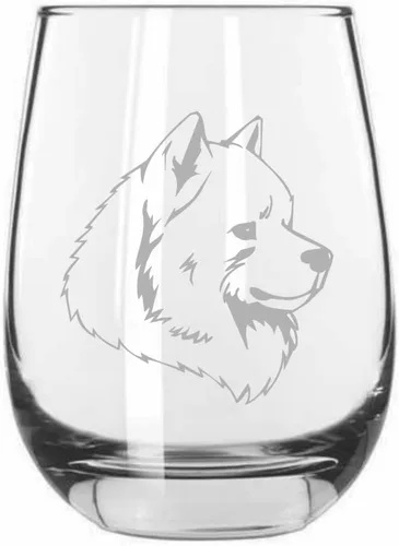 Miniatura 4 de Sakhalin Husky Dog - Copa de vino grabada personalizada de 15.25 onzas sin tallo