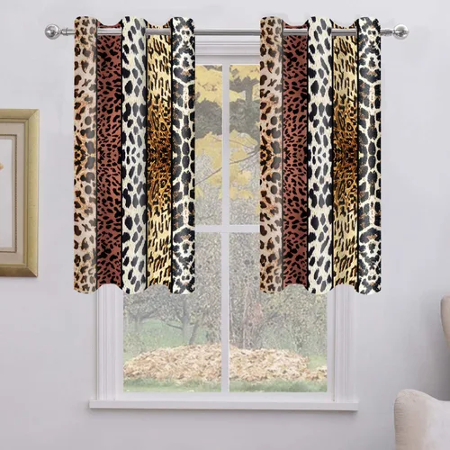 Miniatura 81 de Cortina opaca con estampado de animales salvajes, para oscurecer la habitación, con aislamiento térmico, con ojales para sala, comedor, dormitorio