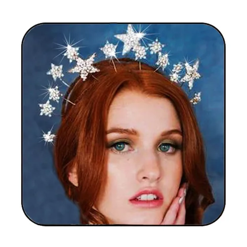 Miniatura 8 de Fashey Diadema de estrella plateada con halo de estrellas, accesorios para el cabello para mujer (dorado)