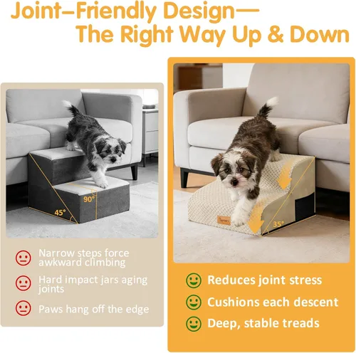 Miniatura 2 de Topmart High Density Foam Pet Steps 2 Tiers,11.8" High,Non-Slip Dog Stairs,Soft Foam Dog Ramp Ladder,Best for Injured,Older Cats,Pets with Joint