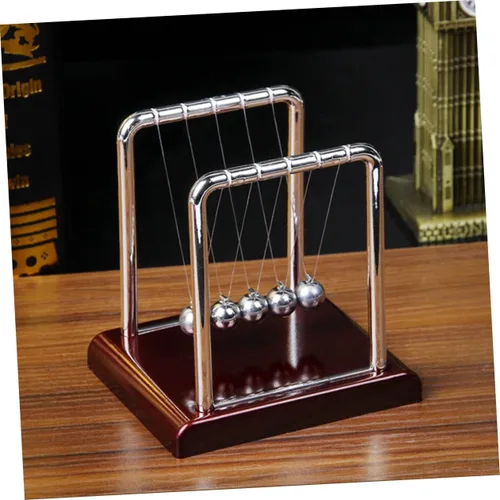 Miniatura 3 de Toyvian Péndulo de bola de Newton grande con diseño cuadrado de metal para decoración de escritorio de oficina en casa, ciencia física, demostrando