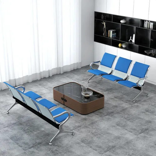 Miniatura 38 de Kinfant Silla de sala de espera de 2 asientos, sillas de recepción de invitados de oficina con respaldo ergonómico, banco de espera de aeropuerto