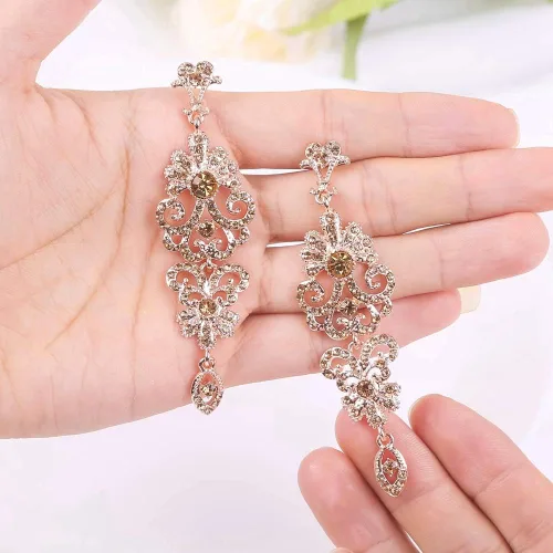 Miniatura 3 de mecresh Pendientes colgantes nupciales de la boda de la araña del Rhinestone