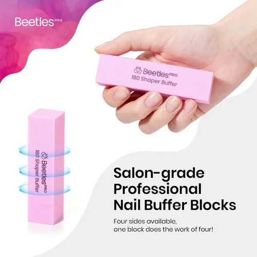 Miniatura 2 de Beetles Pro - Bloque de lijado de uñas, 50 unidades, 180, lima pulidora de grano 180, lima de uñas de 4 lados, lima de manicura de pedicura y arte