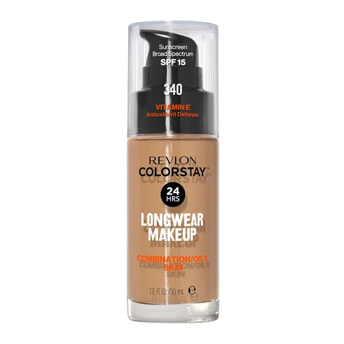 Miniatura 20 de Base líquida de Revlon ColorStay Maquillaje facial para piel mixta y grasa, SPF 15, cobertura media-completa con acabado mate, beige solar (392), 1