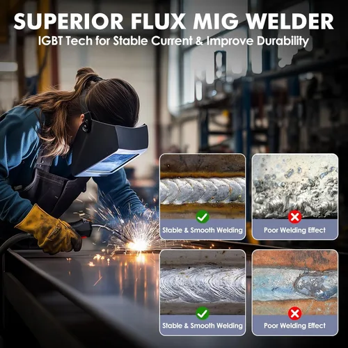 Miniatura 7 de Soldador MIG sin gas de 140A, Máquina de soldadura de voltaje dual 110V/220V, MIG con núcleo de fundente/Lift TIG/Stick ARC 3 en 1 Soldadores MIGVAN