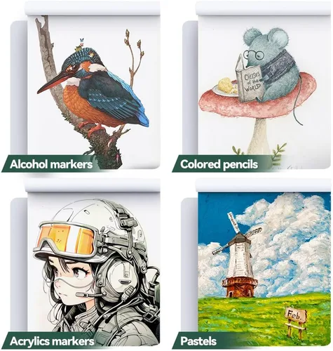 Miniatura 2 de TRANSON Cuaderno de dibujo A4, papel de arte pesado de 80 libras/4.23 oz/m², no se traspasa, 40 hojas/80 páginas de 8.3 x 11.7 pulgadas para dibujo