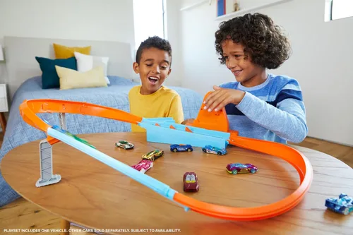 Miniatura 2 de Conjunto de Pista de Coches de Juguete Hot Wheels, Rapid Raceway Champion, Lanzador de Múltiples Coches, Se Conecta a Otros Conjuntos, Incluye Coche