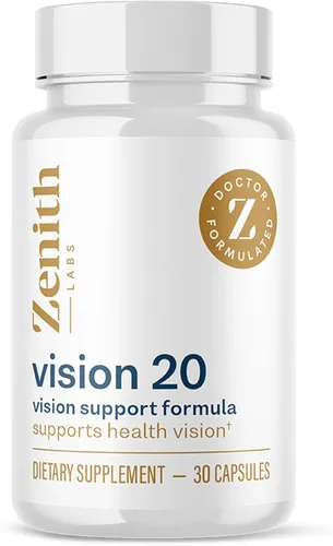 Vision 20 Vitaminas para los ojos, luteína, zeaxantina y extracto de arándano, apoya la fatiga ocular y la salud ocular, mezcla de carotenoides