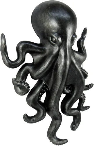 Miniatura 2 de World of Wonders Poseidon Octopus Kraken - Percha de pared de peltre Decoración decorativa náutica de oficina de playa Arte de pared de criatura