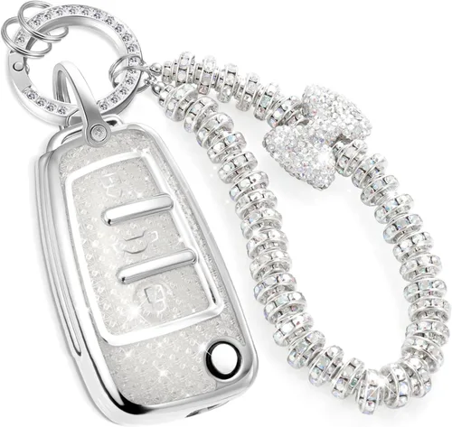 Miniatura 53 de para llavero de Cadillac con funda de TPU con superficie granulada y cuerda trenzada metálica, funda de llavero mejorada para 2020 en adelante CT4