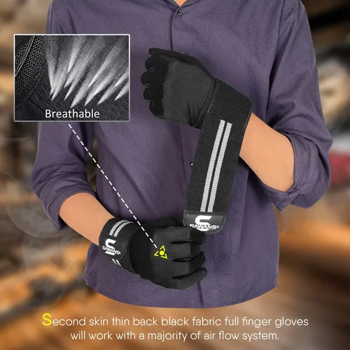 Miniatura 5 de SAWANS Guantes de levantamiento de pesas Gimnasio Entrenamiento Fitness Muñequera Soporte Hombres Mujeres Guantes sin dedos Pantalla táctil de dedo